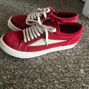 Rick Owens Red and White Sneakers